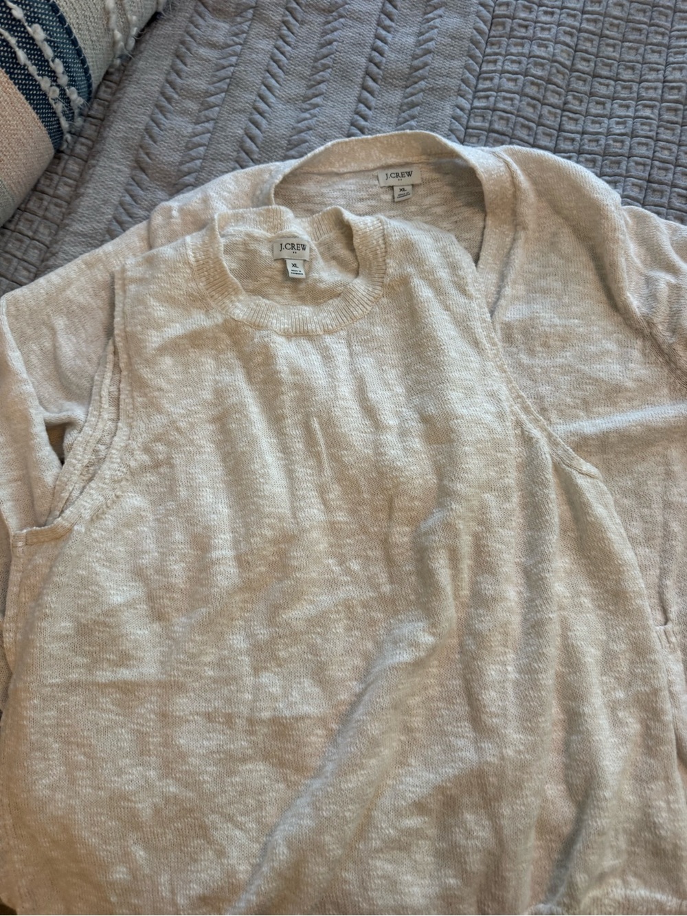J. Crew Factory Cream Knit Sleeveless Sweater Vest and Cardigan set